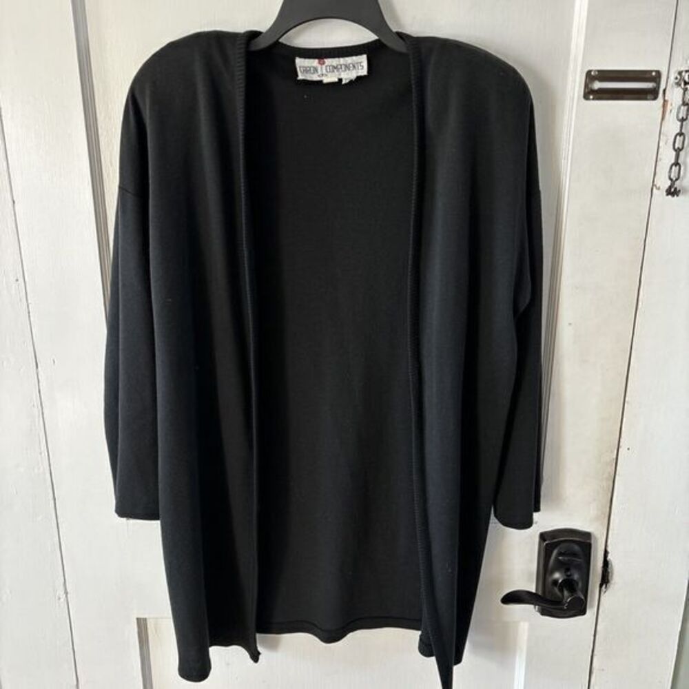 Vintage 80s Caron Components Retro Black Long‎ Cardigan Sweater dress Lot  S